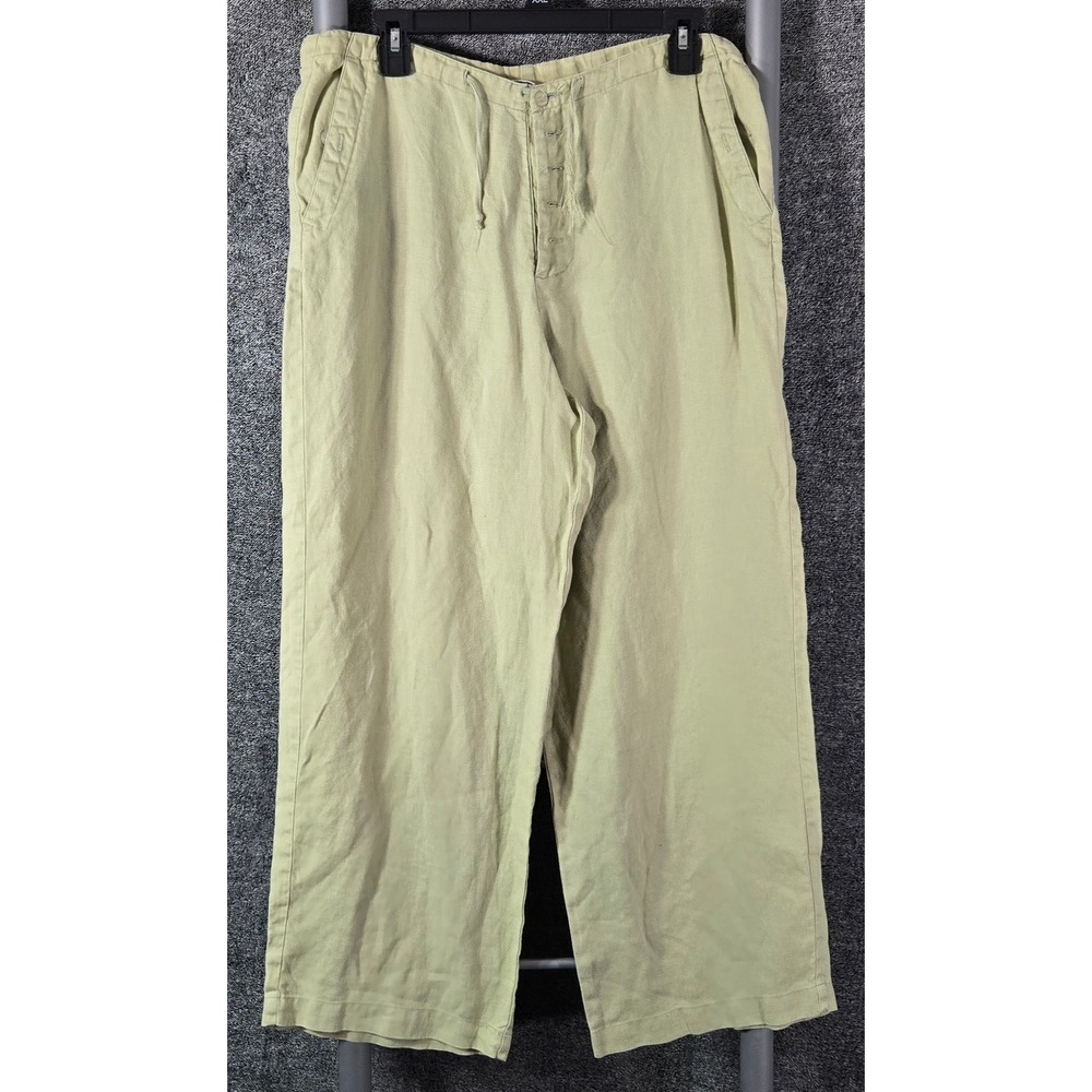 Real Comfort by Chadwick's Sage Green 100% Linen Wide Leg Pants 10P 31-7333-3